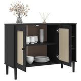 Sideboard Senja Rattan Look 112X40X80Cm Solid Wood Pine