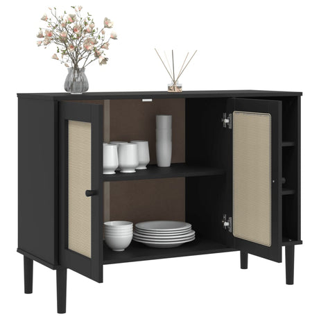 Sideboard Senja Rattan Look 112X40X80Cm Solid Wood Pine