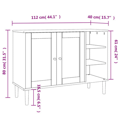 Sideboard Senja Rattan Look 112X40X80Cm Solid Wood Pine