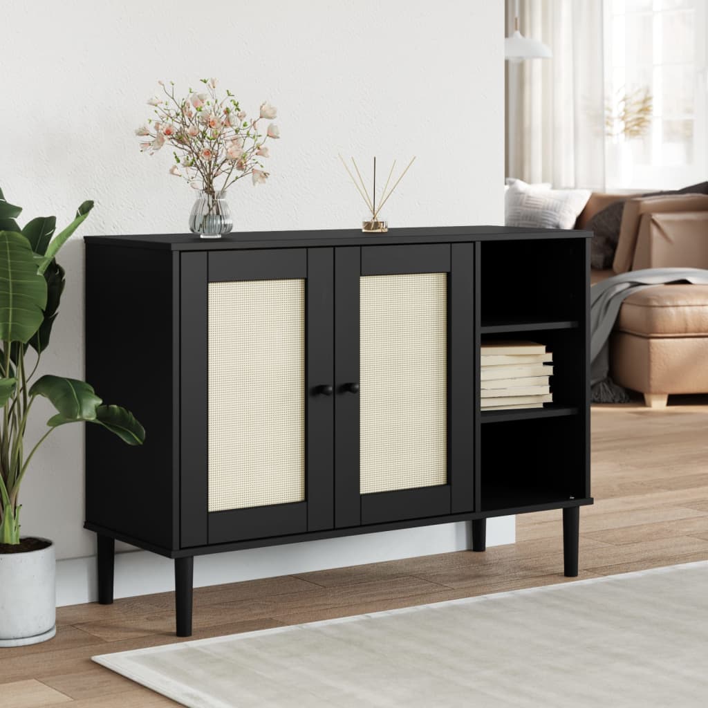 Sideboard Senja Rattan Look 112X40X80Cm Solid Wood Pine