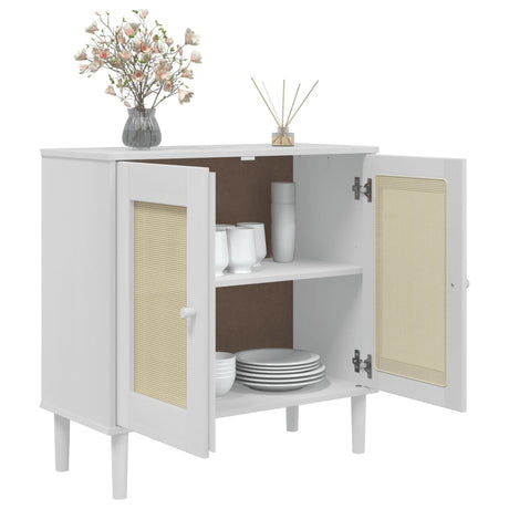 Sideboard Senja Rattan Look 80X35X80 Cm Solid Wood Pine