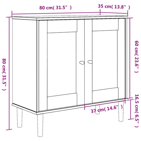 Sideboard Senja Rattan Look 80X35X80 Cm Solid Wood Pine