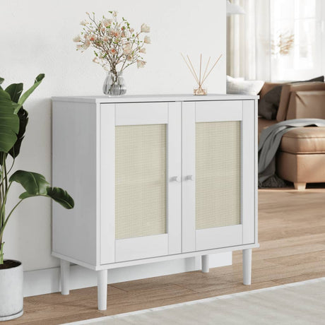 Sideboard Senja Rattan Look 80X35X80 Cm Solid Wood Pine
