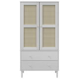 Wardrobe SENJA Rattan Look White 90x55x175 cm Solid Wood Pine