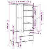 Wardrobe SENJA Rattan Look White 90x55x175 cm Solid Wood Pine