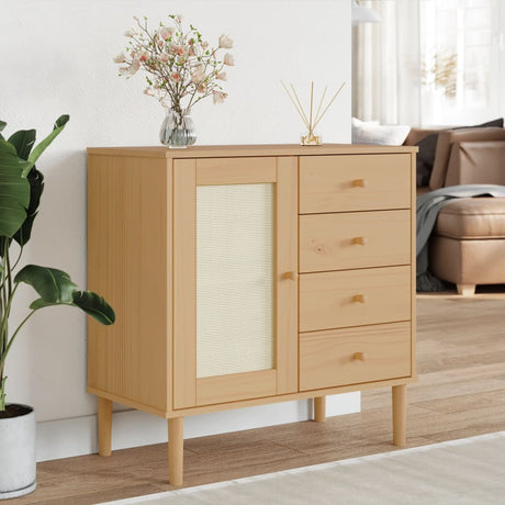 Sideboard Senja Rattan Look 80X40X80 Cm Solid Wood Pine