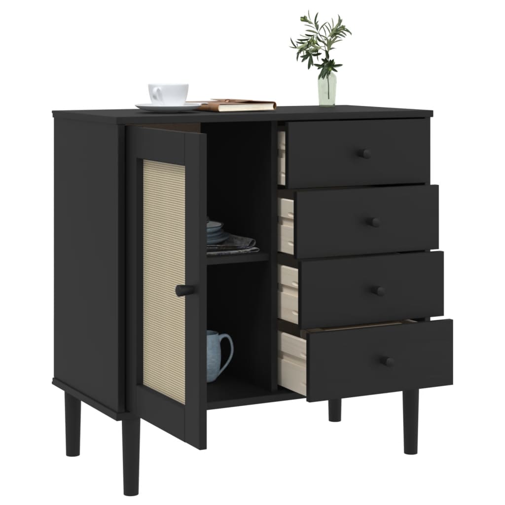 Sideboard Senja Rattan Look 80X40X80 Cm Solid Wood Pine