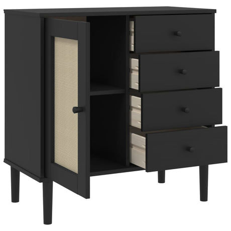 Sideboard Senja Rattan Look 80X40X80 Cm Solid Wood Pine