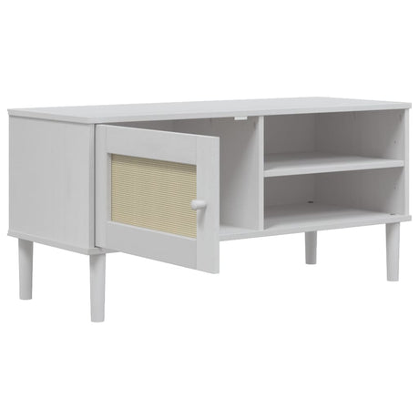 Tv Cabinet Senja Rattan Look 106X40X49Cm Solid Wood Pine