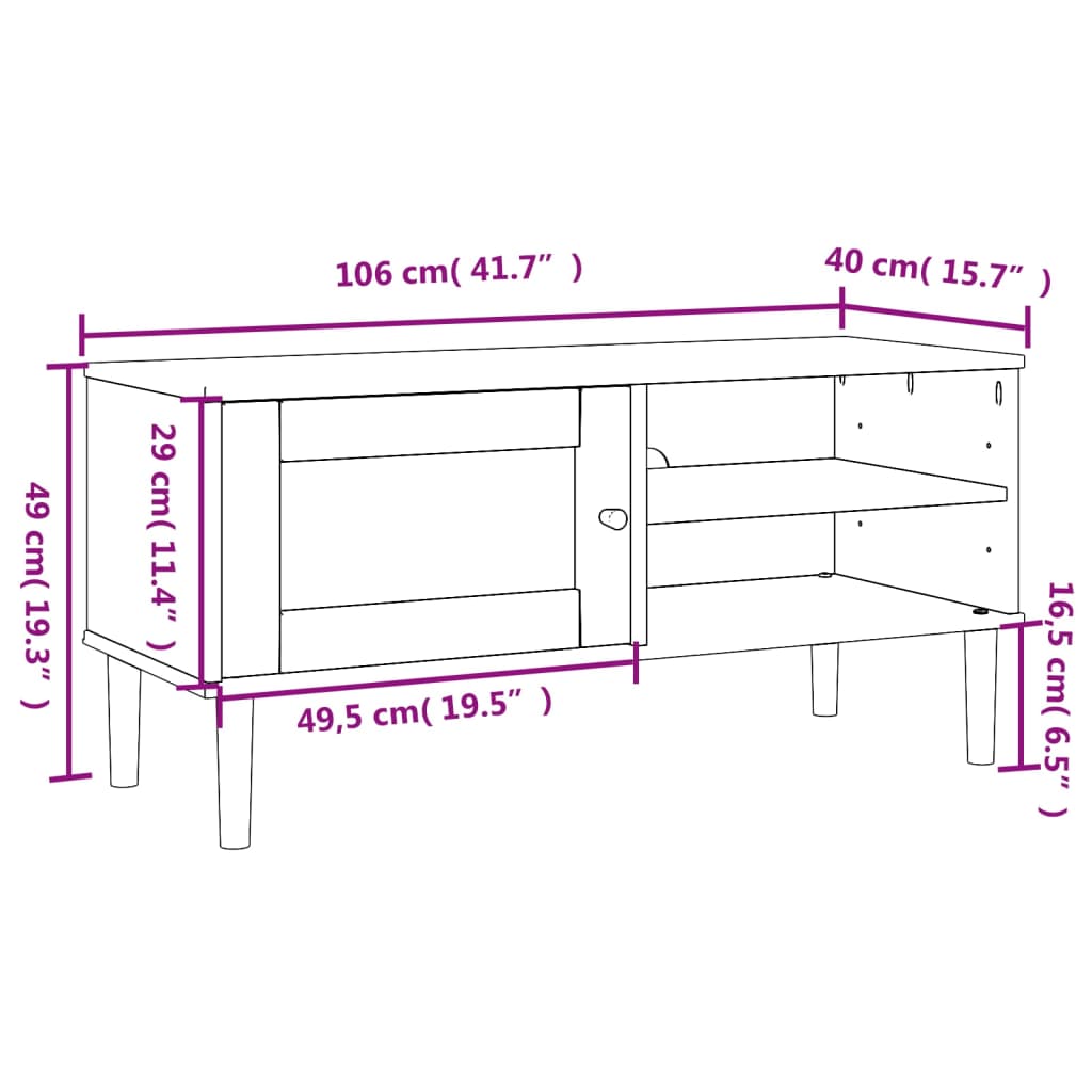 Tv Cabinet Senja Rattan Look 106X40X49Cm Solid Wood Pine
