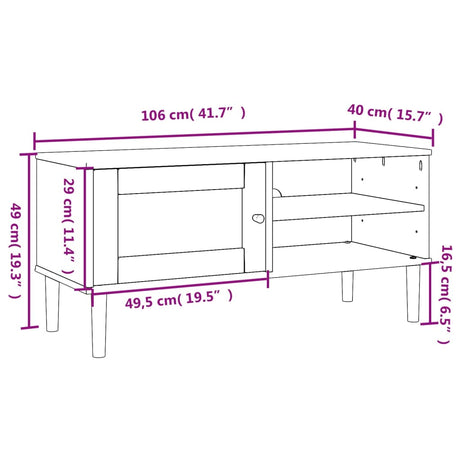 Tv Cabinet Senja Rattan Look 106X40X49Cm Solid Wood Pine