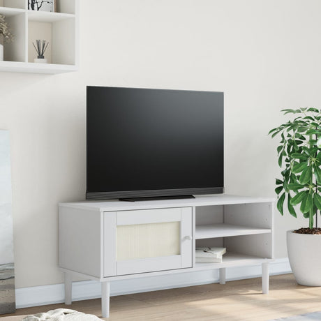 Tv Cabinet Senja Rattan Look 106X40X49Cm Solid Wood Pine