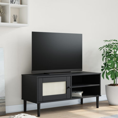 Tv Cabinet Senja Rattan Look 106X40X49Cm Solid Wood Pine
