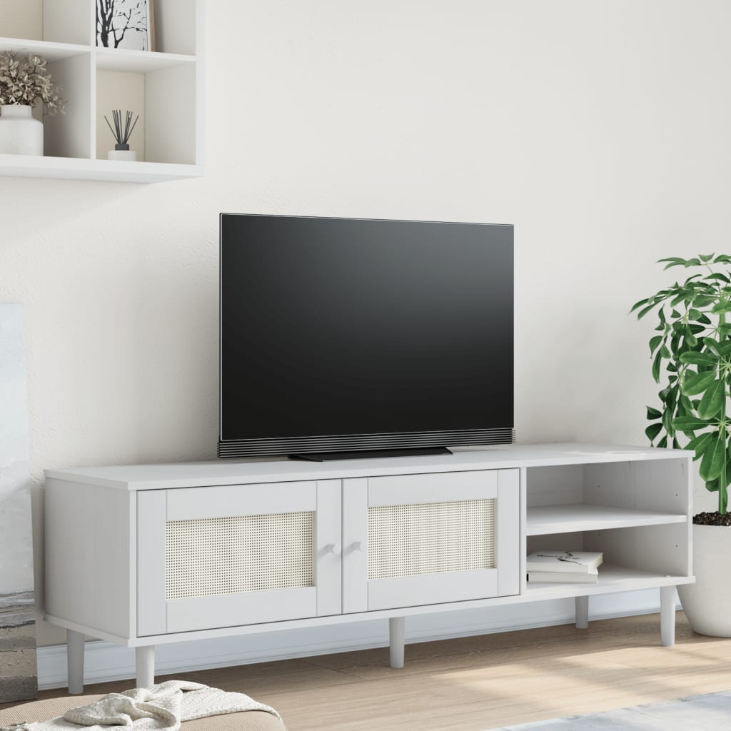 Tv Cabinet Senja Rattan Look 158X40X49Cm Solid Wood Pine
