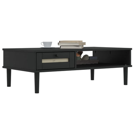 Coffee Table Senja Rattan Look 100X55X33 Cm Solid Wood