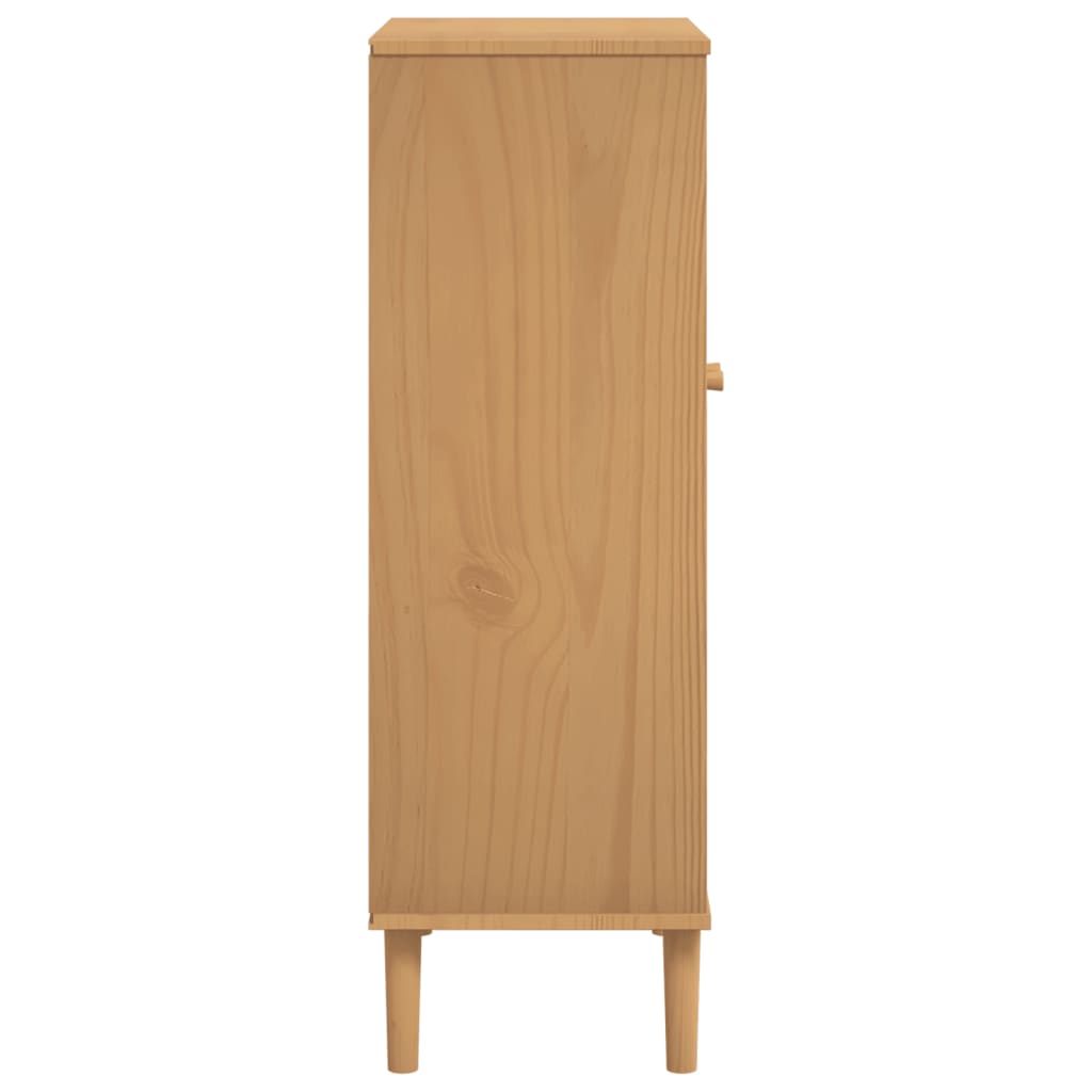 Shoe Cabinet Senja Rattan Look 59.5X35X107 Cm Solid Wood