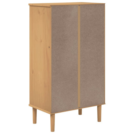 Shoe Cabinet Senja Rattan Look 59.5X35X107 Cm Solid Wood