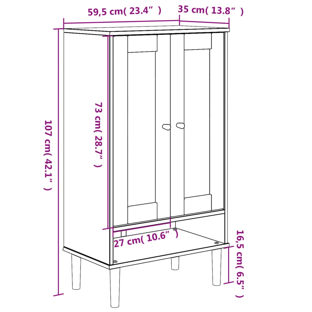 Shoe Cabinet Senja Rattan Look 59.5X35X107 Cm Solid Wood