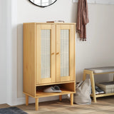 Shoe Cabinet Senja Rattan Look 59.5X35X107 Cm Solid Wood
