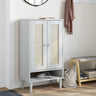 Shoe Cabinet Senja Rattan Look 59.5X35X107 Cm Solid Wood