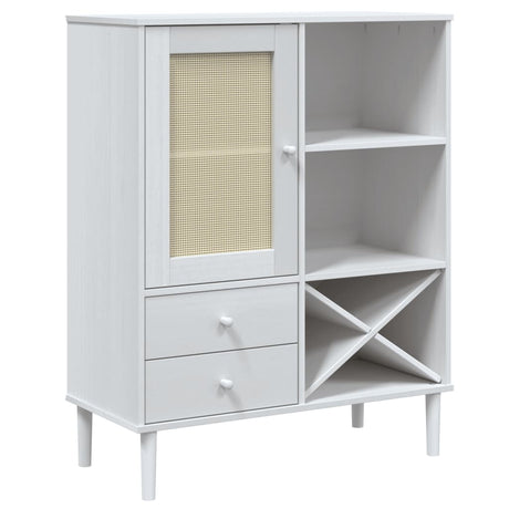 Highboard Senja Rattan Look 90X40X112Cm Solid Wood Pine