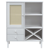 Highboard Senja Rattan Look 90X40X112Cm Solid Wood Pine