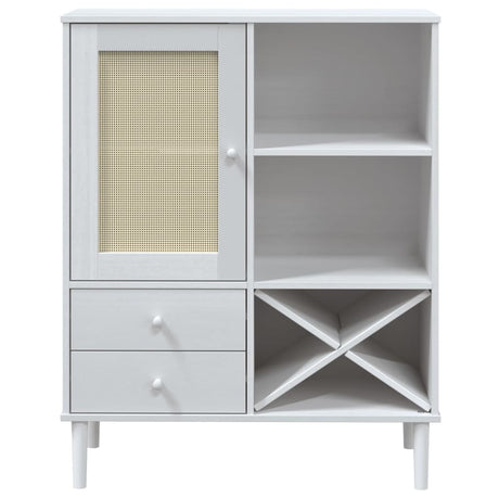 Highboard Senja Rattan Look 90X40X112Cm Solid Wood Pine