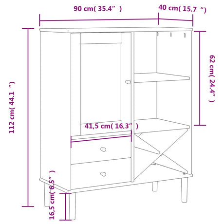 Highboard Senja Rattan Look 90X40X112Cm Solid Wood Pine