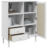 Highboard Senja Rattan Look 90X40X112 Cm Solid Wood Pine