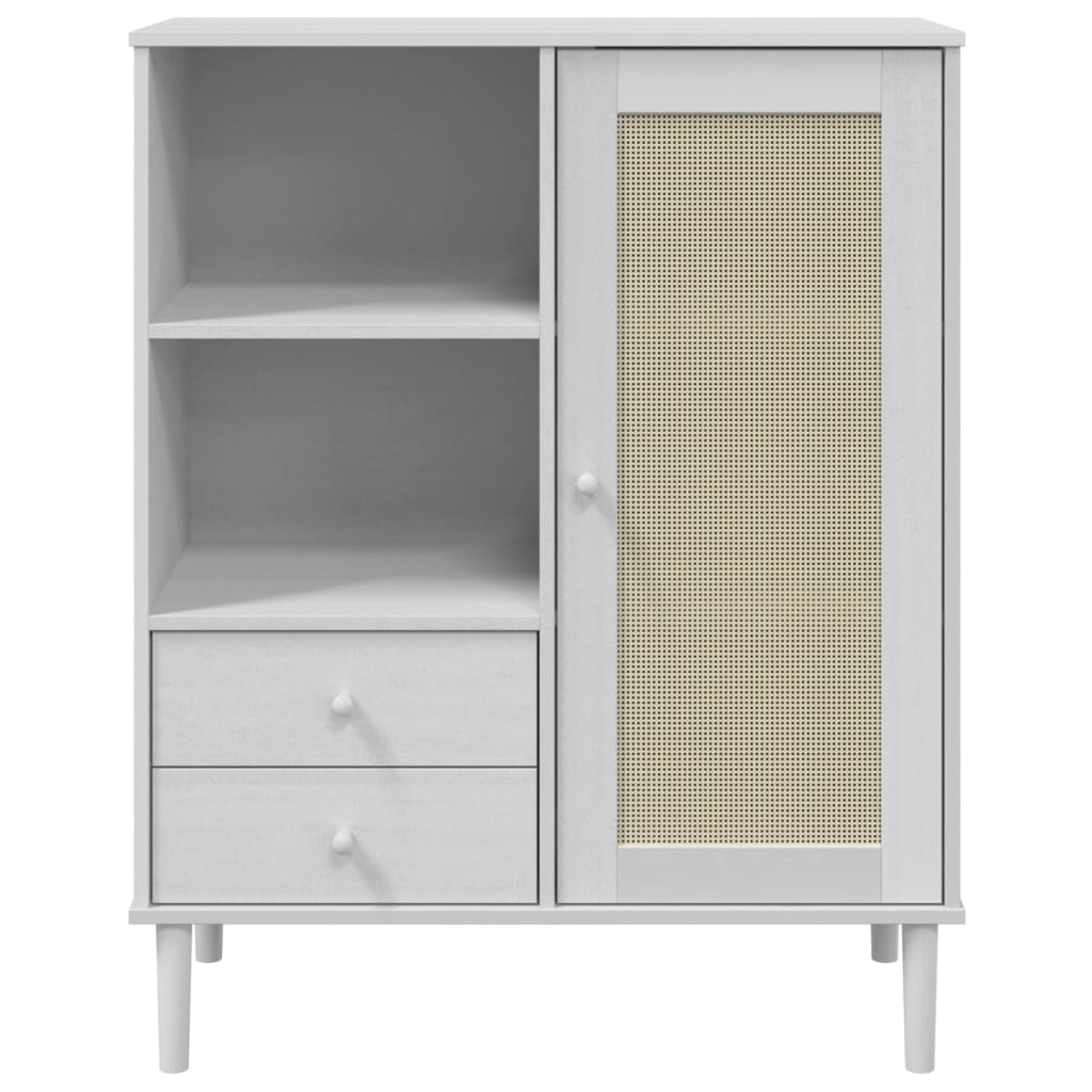 Highboard Senja Rattan Look 90X40X112 Cm Solid Wood Pine