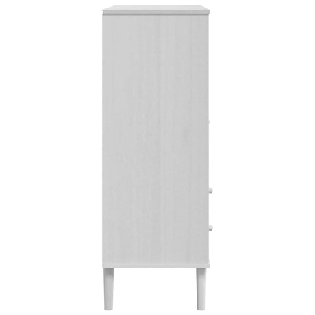 Highboard Senja Rattan Look 90X40X112 Cm Solid Wood Pine