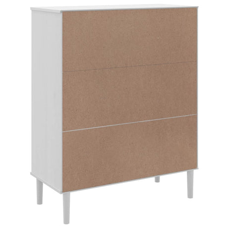 Highboard Senja Rattan Look 90X40X112 Cm Solid Wood Pine