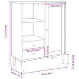 Highboard Senja Rattan Look 90X40X112 Cm Solid Wood Pine