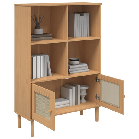 Bookcase Senja Rattan Look 90X35X130 Cm Solid Wood Pine