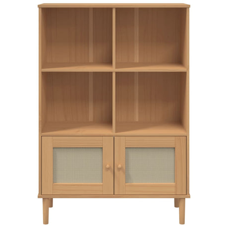 Bookcase Senja Rattan Look 90X35X130 Cm Solid Wood Pine