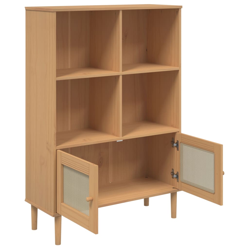 Bookcase Senja Rattan Look 90X35X130 Cm Solid Wood Pine