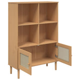 Bookcase Senja Rattan Look 90X35X130 Cm Solid Wood Pine