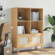 Bookcase Senja Rattan Look 90X35X130 Cm Solid Wood Pine