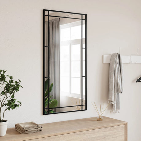 Wall Mirror Black Square Iron