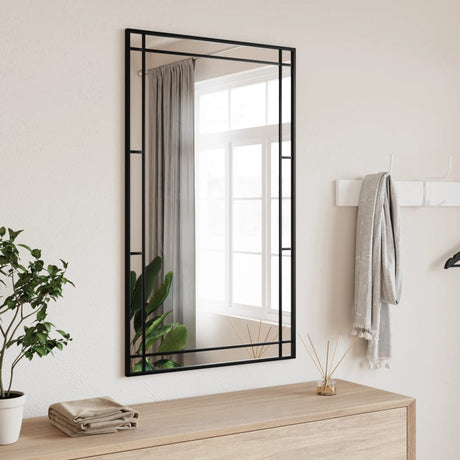 Wall Mirror Black Square Iron