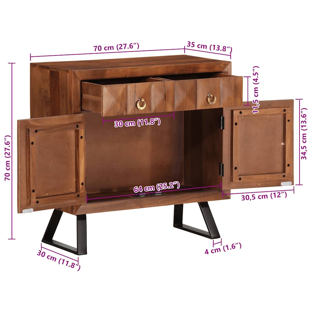 Drawer Cabinet 70X35X70 Cm Solid Wood Acacia