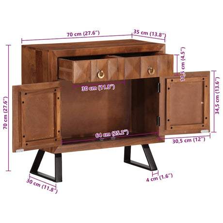 Drawer Cabinet 70X35X70 Cm Solid Wood Acacia