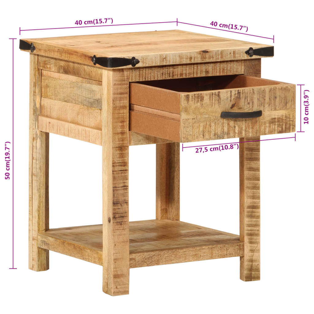 Bedside Cabinet 40X40X50 Cm Solid Wood Mango