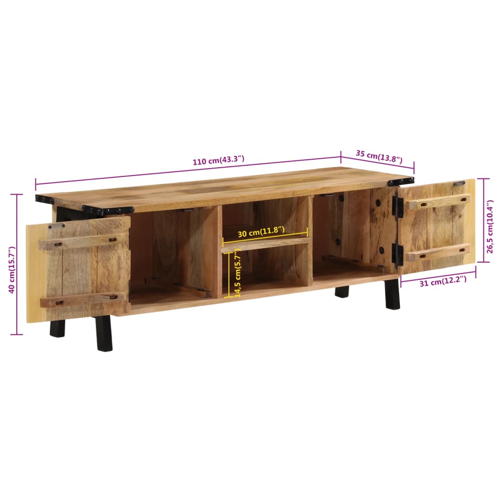 Tv Cabinet 110X35X40 Cm Solid Wood Mango