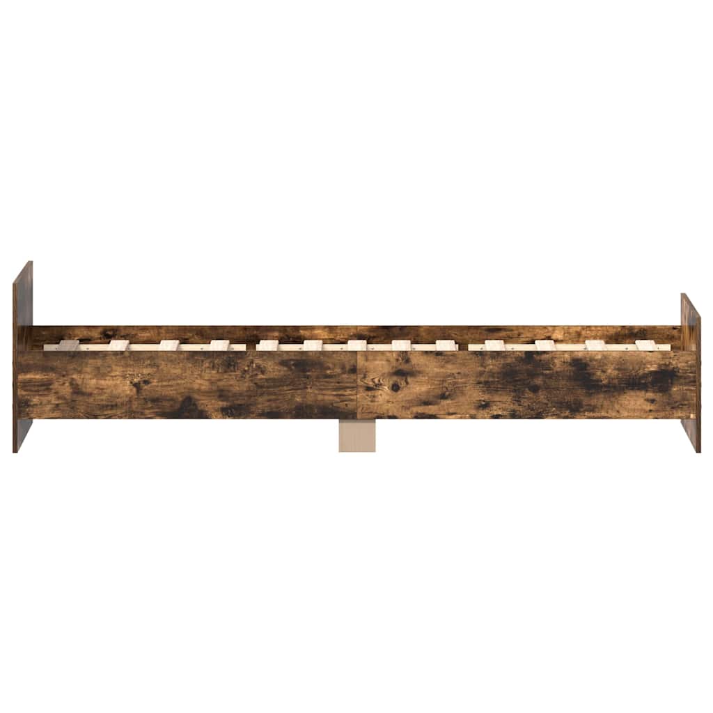 Bed Frame without Mattress Smoked Oak 75x190 cm Small Single  Engineered Wood
