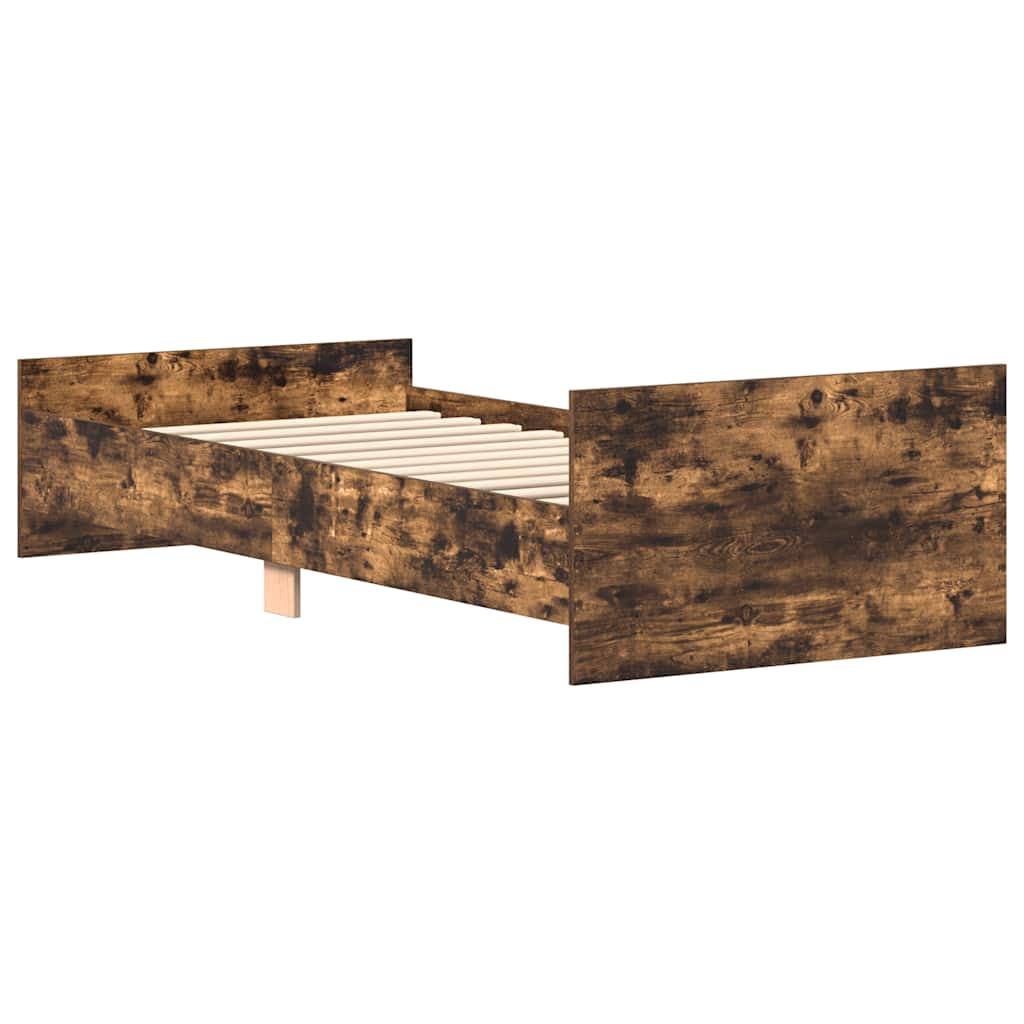 Bed Frame without Mattress Smoked Oak 75x190 cm Small Single  Engineered Wood
