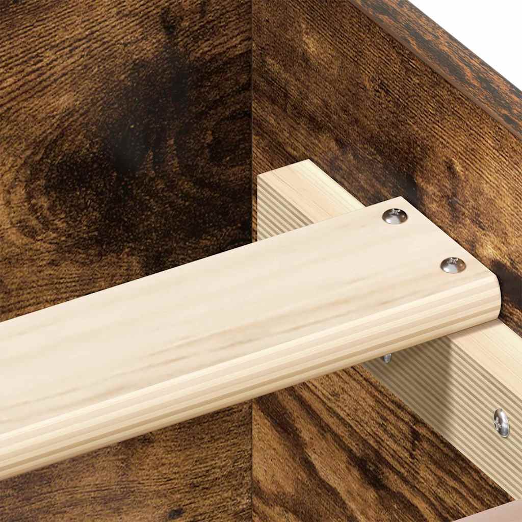 Bed Frame without Mattress Smoked Oak 75x190 cm Small Single  Engineered Wood