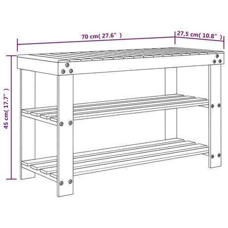 Shoe Rack 3-Tier 70X27.5X45 Cm Bamboo