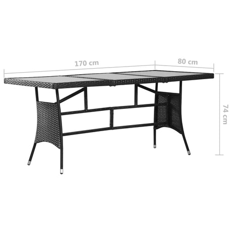 Garden Black 170X80X74 Cm Poly Rattan