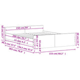 Bed Frame without Mattress Smoked Oak 150x200 cm King Size